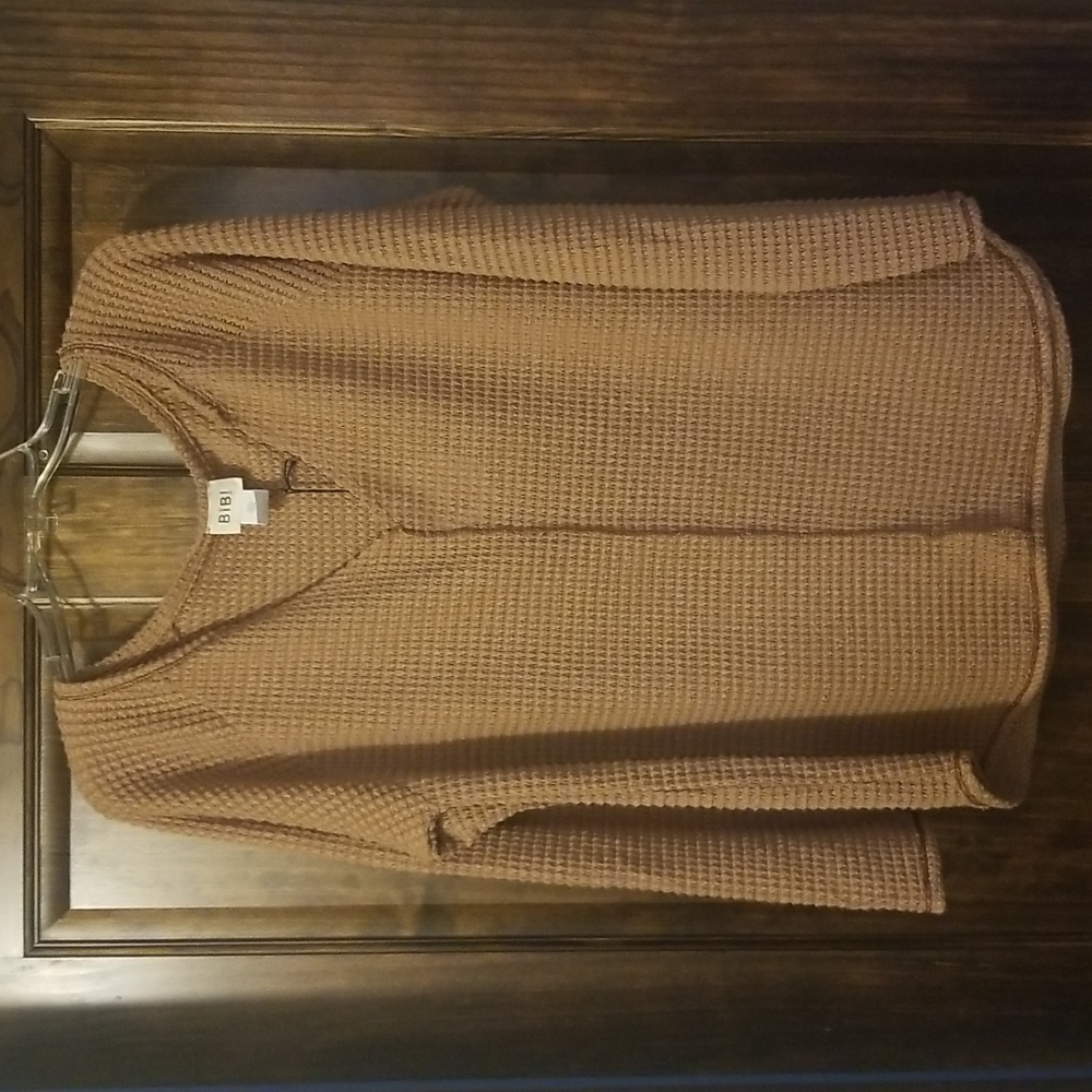 Waffle knit tan top